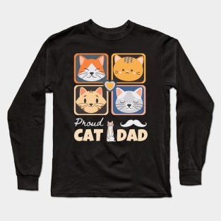 Proud Cat Dad Cat Valentine Long Sleeve T-Shirt